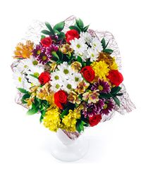 roses alstroemerias and chrysanthemums